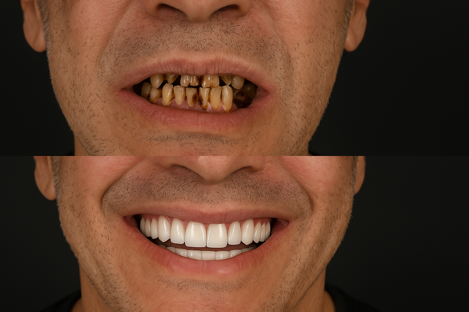 Antes y después rehabilitación oral con implantes - Dr. Joshi Otero