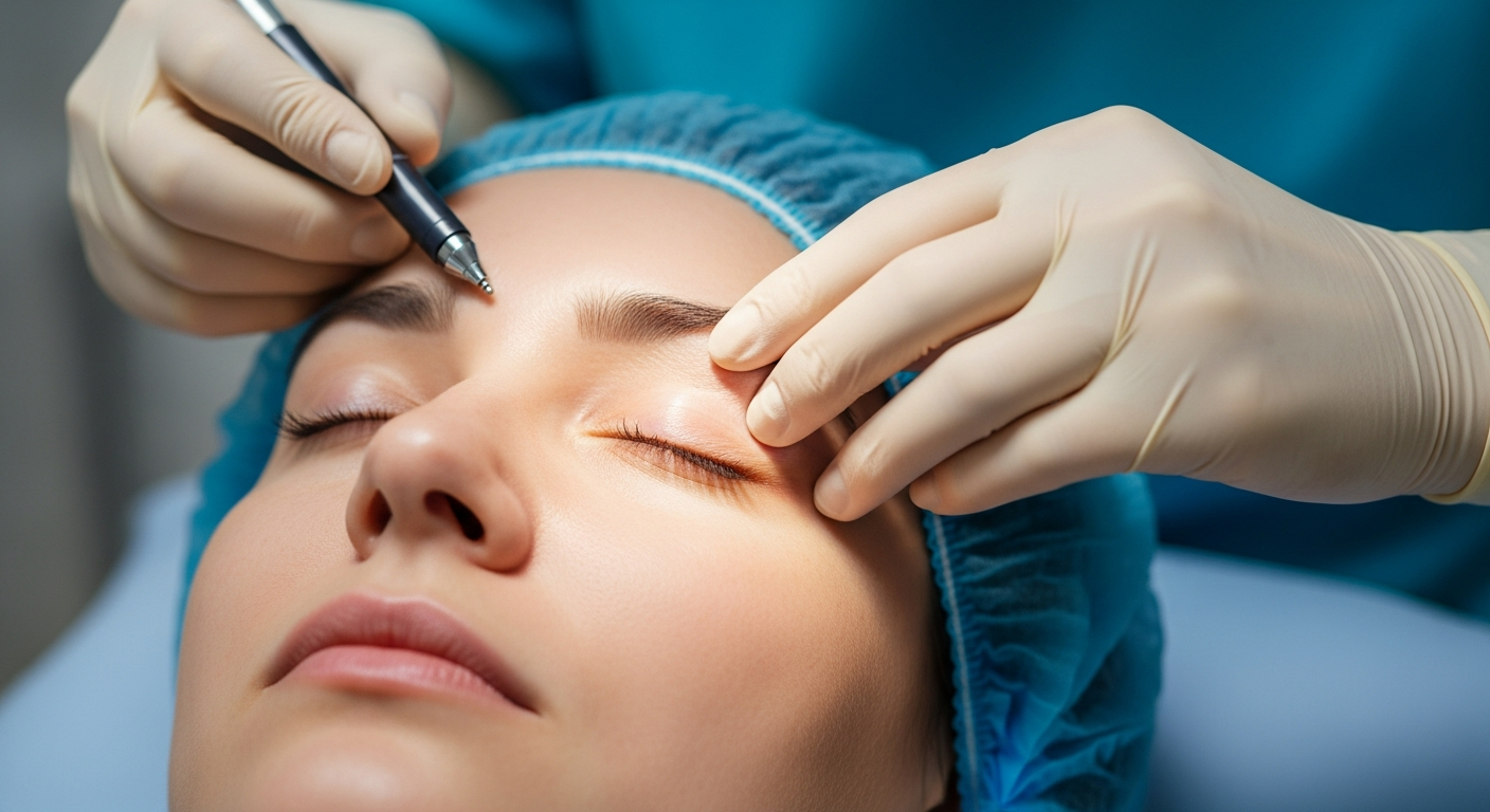 Marcaje preoperatorio de blefaroplastia - planificación de incisiones